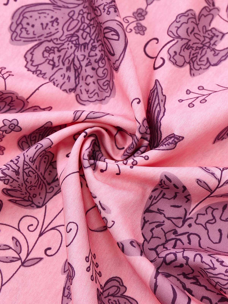 Pink 1970s Spaghetti Strap Floral Smocked Jumpsuit - vintage jumpsuit, retro fashion
