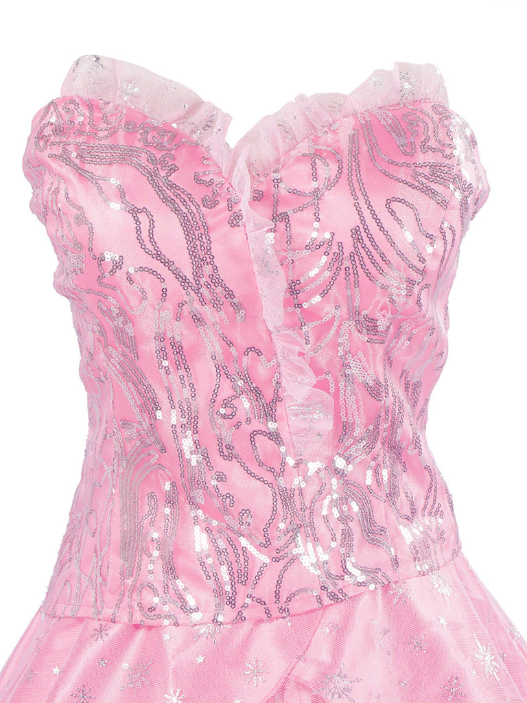 Pink 1970s Wicked Sequined Top & Swing Mesh Skirt — 1970s elegance she can wear anywhere