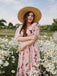 Pink Flowers And Birds Bowknot V-Neck Dress: timeless style reimagined
