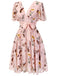 Pink Flowers And Birds Bowknot V-Neck Dress: timeless style reimagined