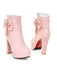 Pink Leather Bow High Heel Ankle Boots: timeless vintage elegance she makes her own