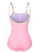 Pink & White 1950s U-Back Strap Swimsuit, vintage swimsuit, pin-up swimwear - perfect for women who love vintage and retro fashion