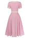 Pink 1950s V-Neck Dress