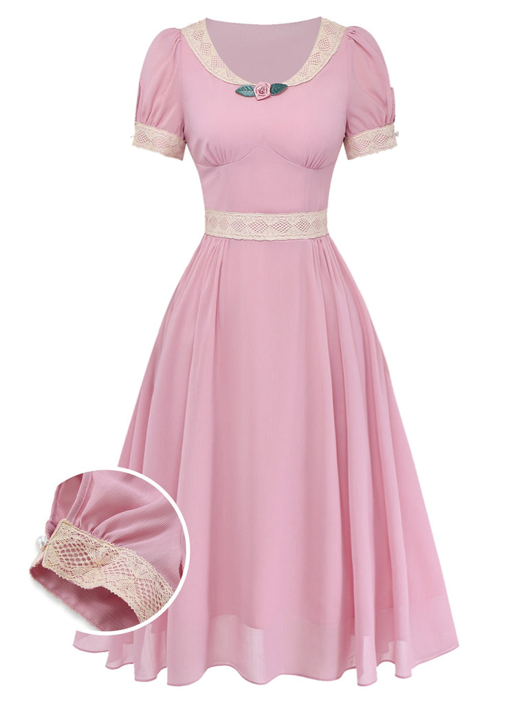 Pink Lace Rose Dress