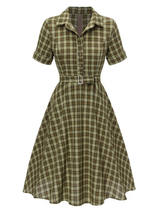 Plaids 1950s Buttoned Belted Swing Dress — vintage elegance for the modern woman