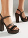 Purple Platform Open Toe Ankle Strap Block Heel Sandals - vintage shoes, retro heels for vintage lovers