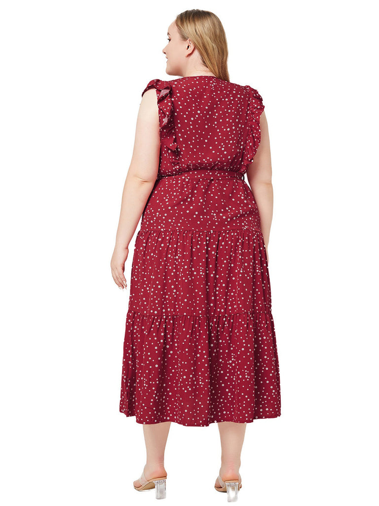 Plus Size Red 1940s Ruffle Polka Dot Swing Dress, vintage dress, retro fashion, rockabilly, pin-up fashion - perfect for women who love vintage and retro fashion
