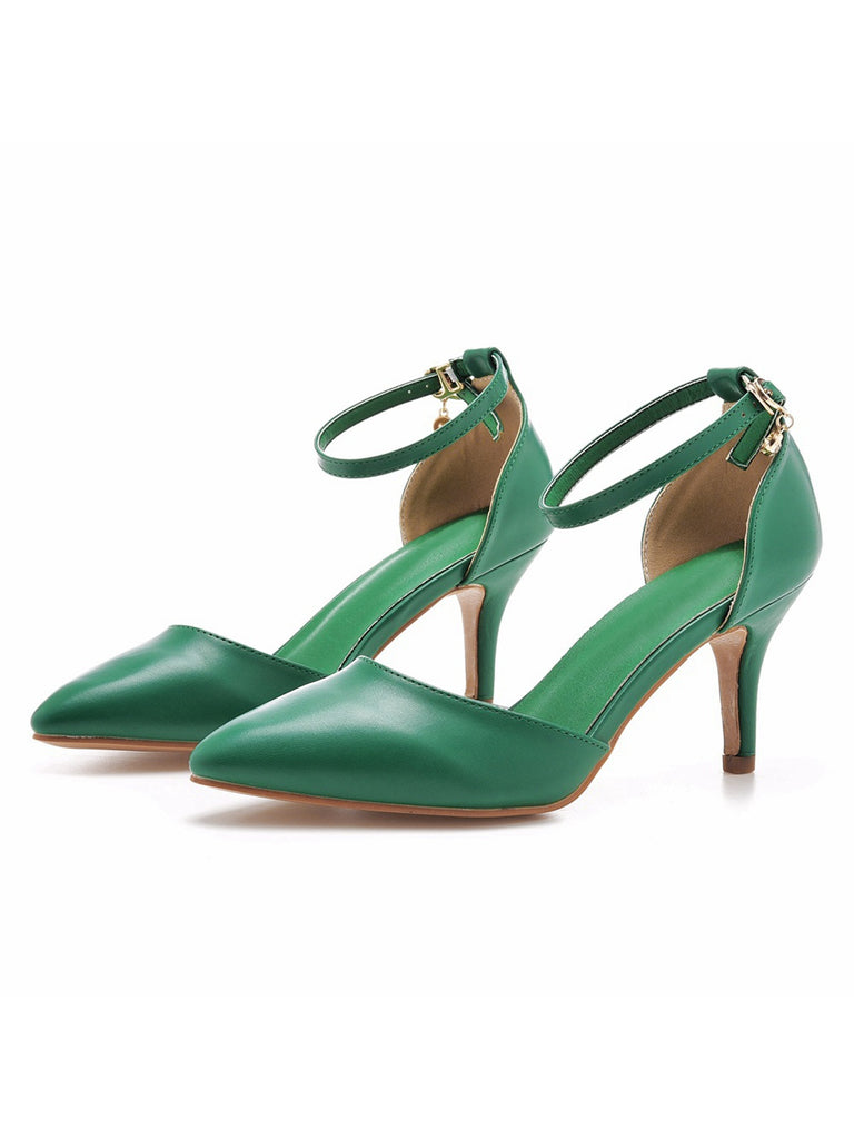 This Pointed Toe Leather Stiletto Heels Shoes whispers vintage secrets to those who notice
