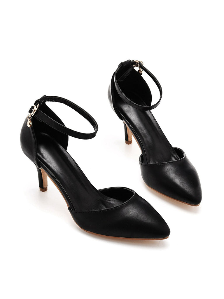Pointed Toe Leather Stiletto Heels Shoes — vintage style that transcends decades