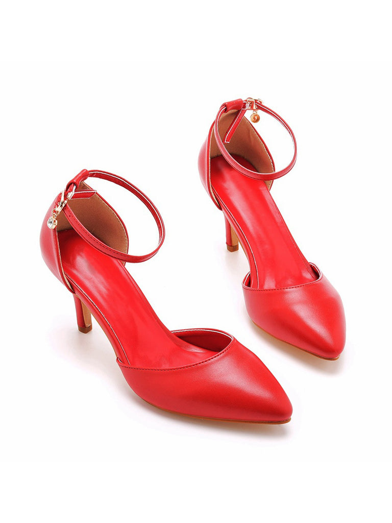 Pointed Toe Leather Stiletto Heels Shoes — vintage vintage charm for her modern wardrobe