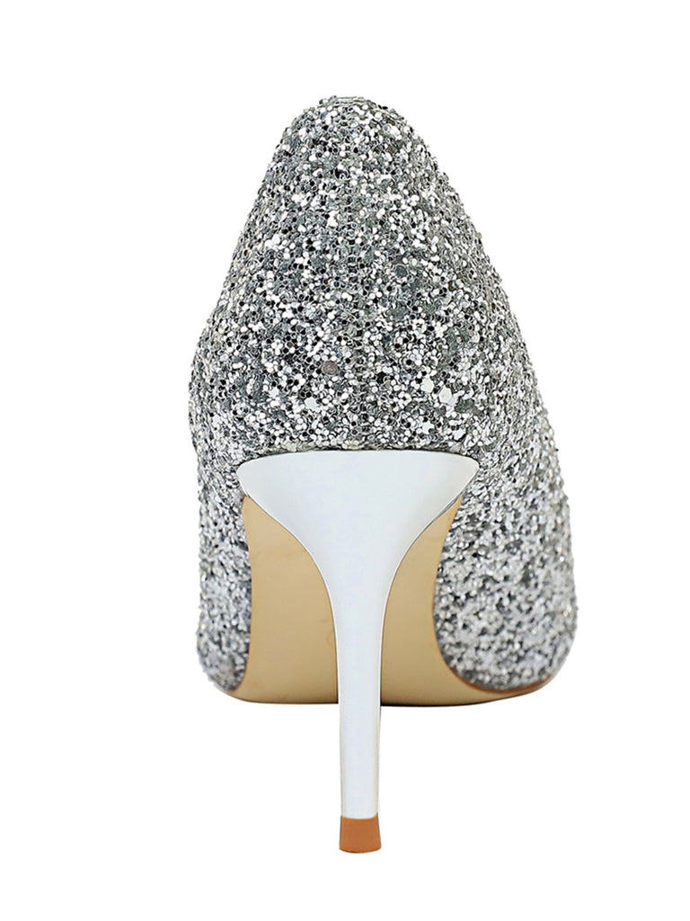 This Pointed Toe Sequins Glitter High Heels Shoes whispers vintage secrets to those who notice