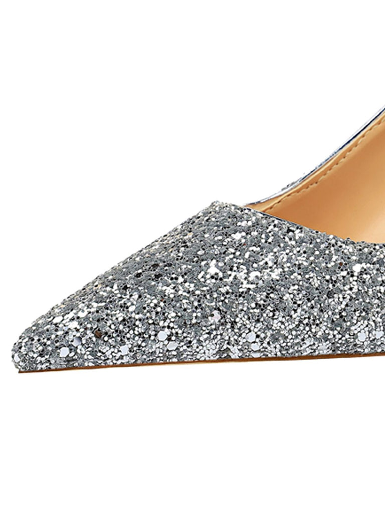 Pointed Toe Sequins Glitter High Heels Shoes — vintage vintage charm for her modern wardrobe