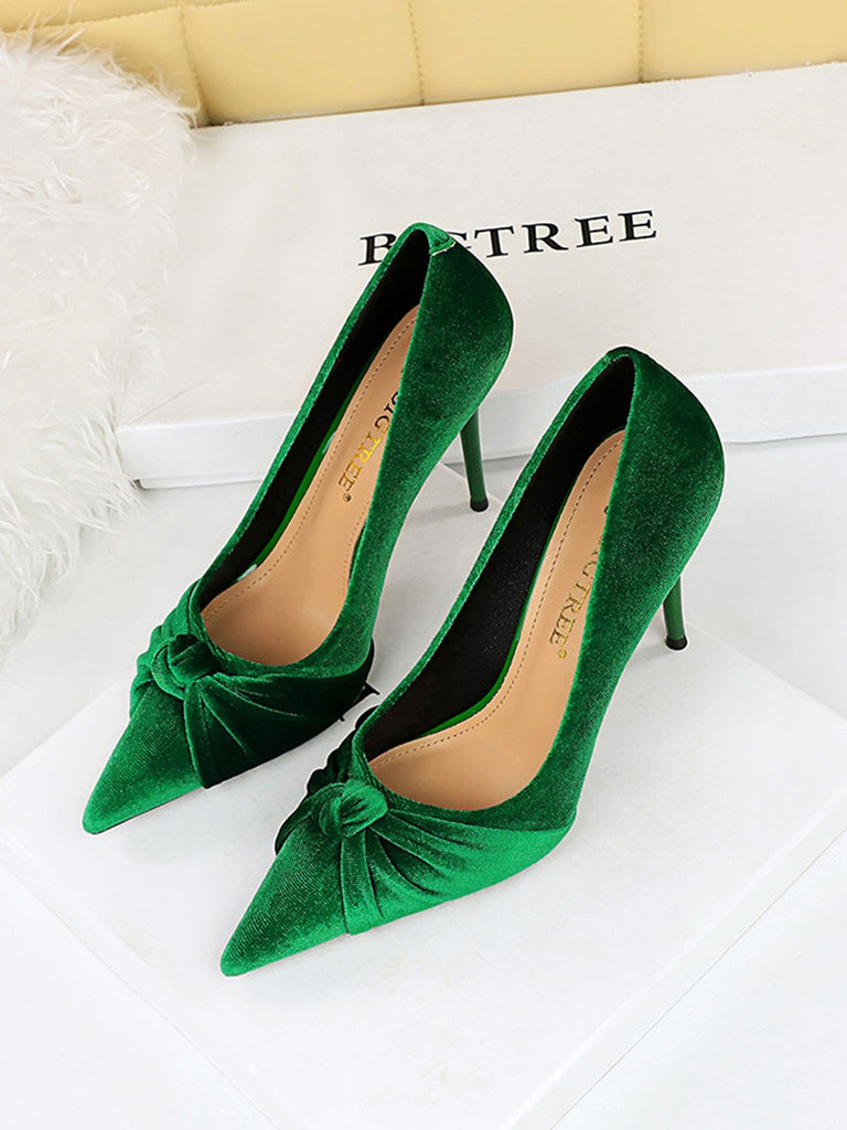 Pointed Toe Velvet Stiletto Heels Shoes — vintage vintage charm for her modern wardrobe