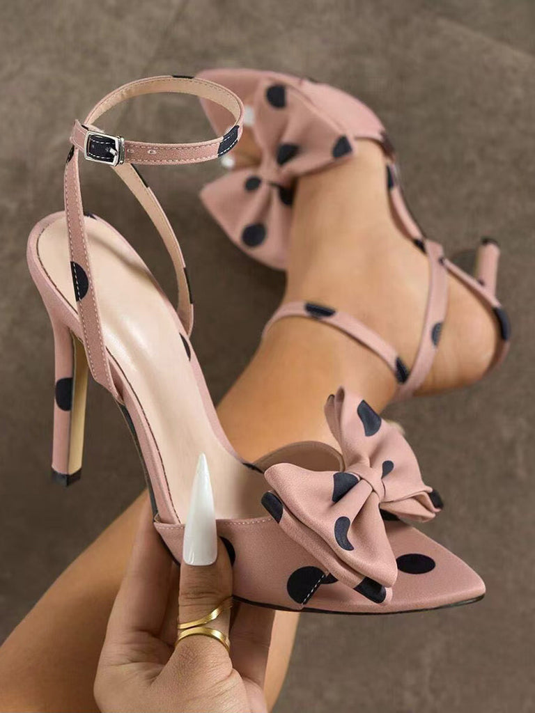 Polka Dot Print Bow Tie Shoes 5