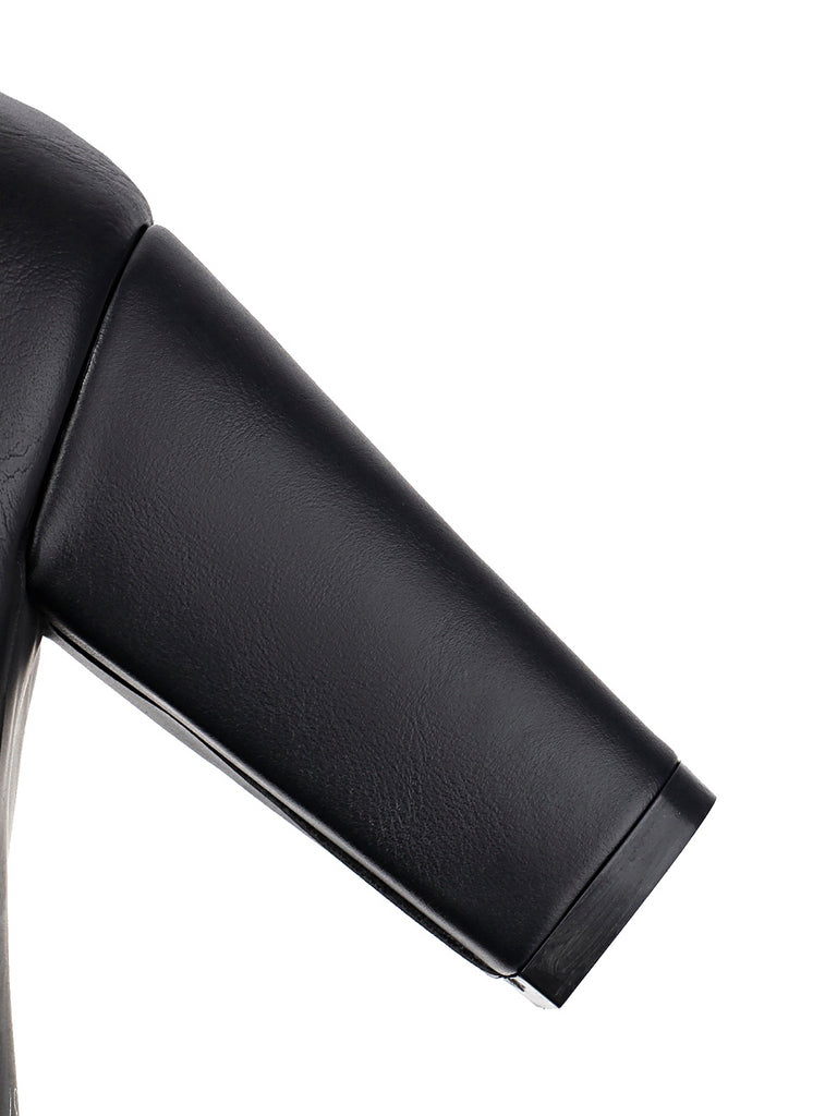 This Polka Dot Round Toe Chunky Heels whispers vintage secrets to those who notice