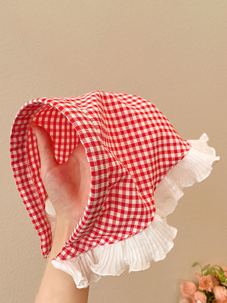 Pink Pom Pom Lace Trim Sheer Mesh Head Scarf, vintage fashion, retro style - perfect for women who love vintage and retro fashion