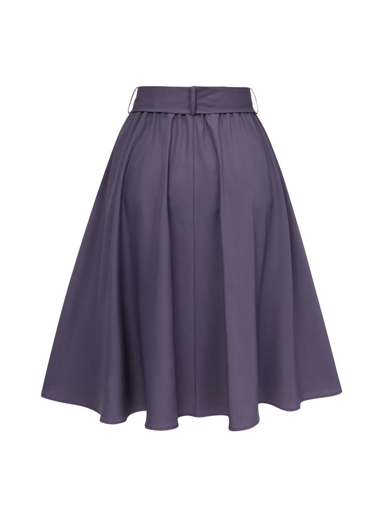 Purple 1940s Solid Skirt with Belt, vintage skirt, retro style - perfect for women who love vintage and retro fashion