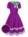 She slips into this Purple 1950s Solid Spliced Tie Neck Dress and suddenly it's a 1950s daydream