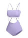 Purple 1950s Spaghetti Strap Bandeau Swimsuit: 1950s Riviera elegance, reimagined for her