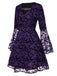 Purple 1960s Bats Mesh Bell Sleeves Dress, vintage dress, retro fashion - perfect for women who love vintage and retro fashion