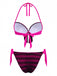Purple 1960s Halter Striped Bow-Tie Bikini Set | vintage swimwear, retro swimsuit, pin-up style - perfect for retro fashion enthusiasts