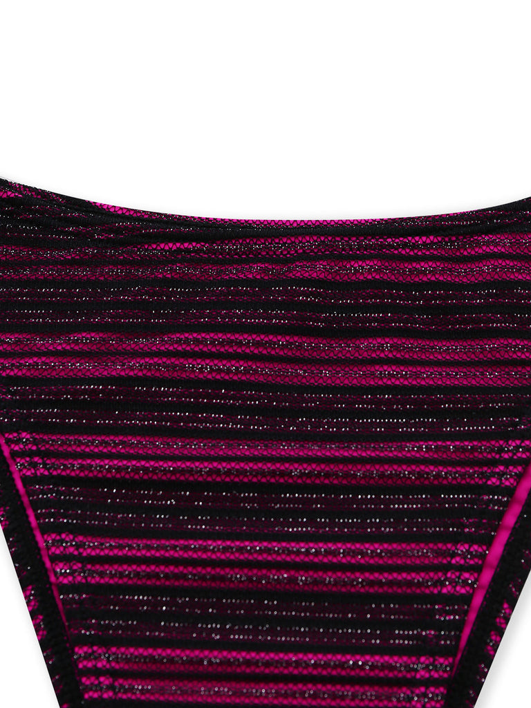 Purple 1960s Halter Striped Bow-Tie Bikini Set | vintage swimwear, retro swimsuit, pin-up style - perfect for retro fashion enthusiasts