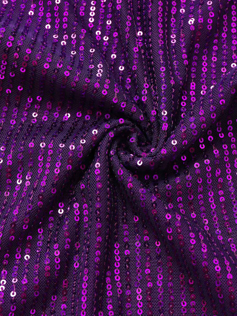 Purple 1970s  Sequin One-Shoulder Jumpsuit - vintage jumpsuit, retro fashion