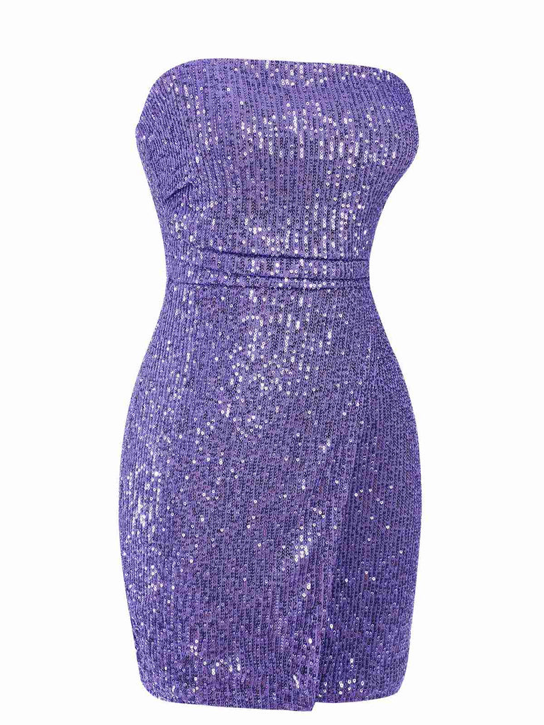 Purple 1970s Solid Sequined Skinny Dress, vintage dress, retro fashion - perfect for women who love vintage and retro fashion