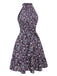Purple 1980s Ditsy Floral Sleeveless Dress: where 1980s romance meets her modern spirit