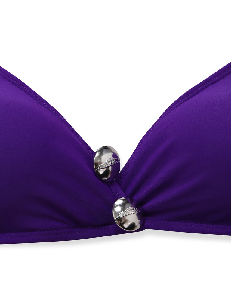 Purple 1980s Halter Vintage Bikini, vintage swimsuit, pin-up swimwear - perfect for women who love vintage and retro fashion