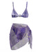 Purple 1980s Marble Triangle Bikini Set & Cover-Up - vintage swimsuit, pin-up swimwear for vintage lovers