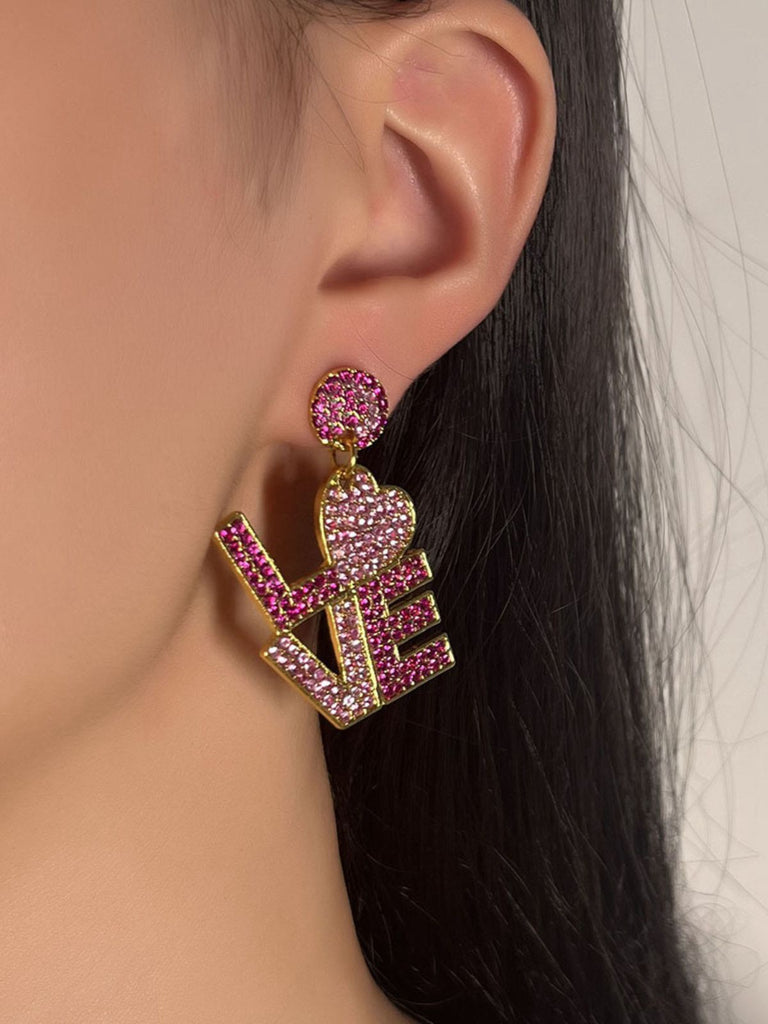 Purple Rhinestone LOVE Letters Dangle Earrings: vintage detail work for the woman who notices