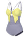 Purple & Yellow 1950s Cut Out Contrast Bow Swimsuit, vintage swimsuit, pin-up swimwear - perfect for women who love vintage and retro fashion