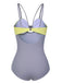 Purple & Yellow 1950s Cut Out Contrast Bow Swimsuit, vintage swimsuit, pin-up swimwear - perfect for women who love vintage and retro fashion