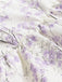 Close-up of fabric with purple floral pattern on white background