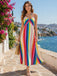 Rainbow 1930s Striped Spaghetti Strap A-Line Dress, vintage dress, retro fashion - perfect for women who love vintage and retro fashion
