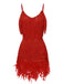 Red 1920s Spaghetti Strap Feather Fringe Dress, vintage dress, retro fashion, Gatsby party, flapper style - perfect for women who love vintage and retro fashion