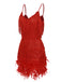 Red 1920s Spaghetti Strap Feather Fringe Dress, vintage dress, retro fashion, Gatsby party, flapper style - perfect for women who love vintage and retro fashion