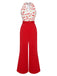 Red 1930s Cherry Belted Halter Jumpsuit — vintage elegance for the modern woman