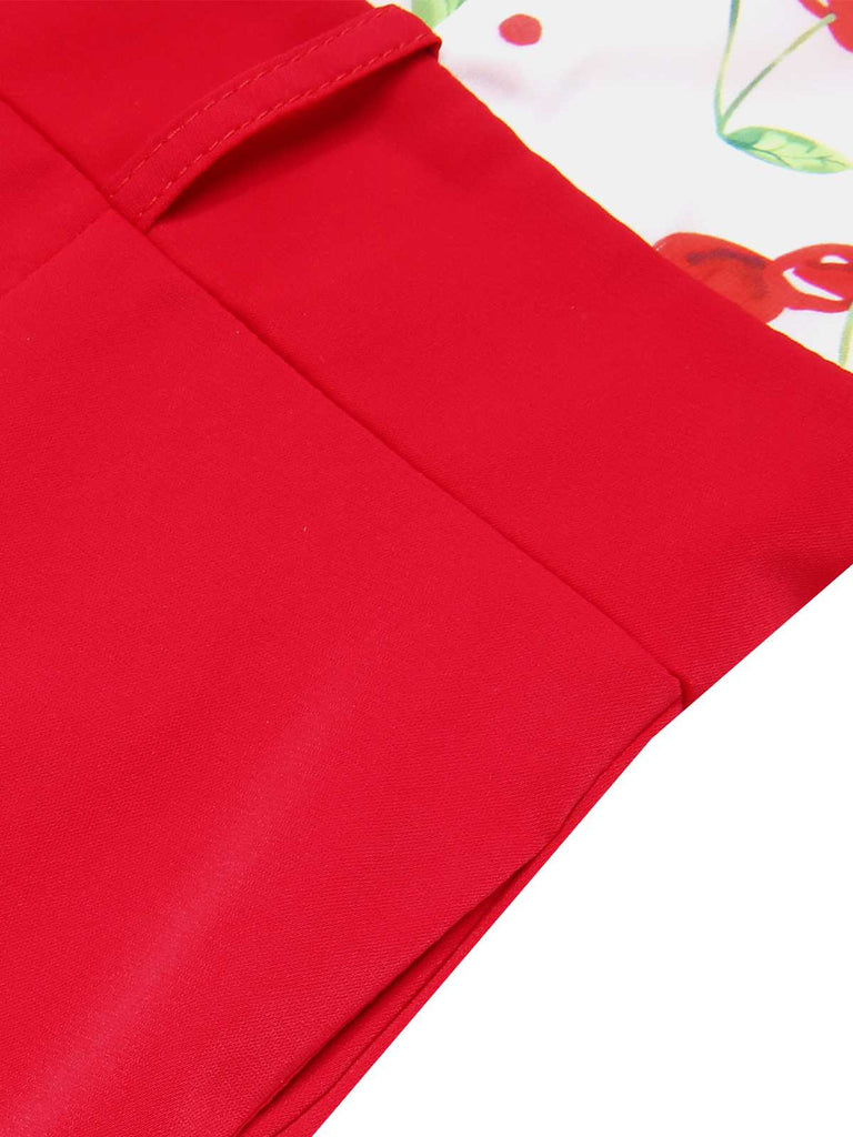 Red 1930s Cherry Belted Halter Jumpsuit: timeless style reimagined