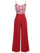 Red 1930s Cherry Cupcake Strap Jumpsuit, vintage romper, retro jumpsuit - perfect for women who love vintage and retro fashion