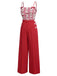 Red 1930s Cherry Cupcake Strap Jumpsuit, vintage romper, retro jumpsuit - perfect for women who love vintage and retro fashion