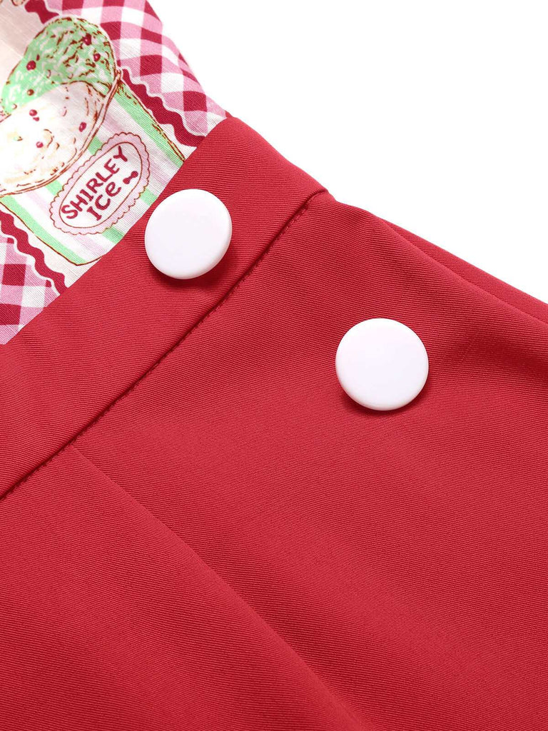 Red 1930s Cherry Cupcake Strap Jumpsuit, vintage romper, retro jumpsuit - perfect for women who love vintage and retro fashion