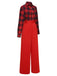 Red 1930s Christmas Plaid Jumpsuit: timeless style reimagined