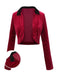 Red 1930s Contrast Lapel Velvet Bolero Jacket, vintage coat, retro outerwear - perfect for women who love vintage and retro fashion