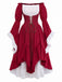 Red 1930s Off Shoulder Bell Sleeve Renaissance Dress, vintage dress, retro fashion - perfect for women who love vintage and retro fashion