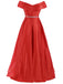 This Red 1930s Off-Shoulder Maxi Evening Dress wraps her in 1930s elegance, one twirl at a time
