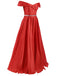 Red 1930s Off-Shoulder Maxi Evening Dress — the kind of 1930s dress that makes strangers smile