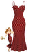 Red 1930s Polka Dot Spaghetti Strap Bodycon Dress, vintage dress, retro fashion - perfect for women who love vintage and retro fashion