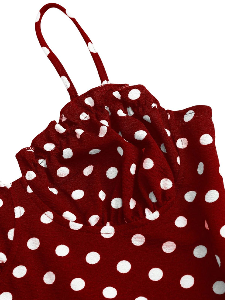 Red 1930s Polka Dot Spaghetti Strap Bodycon Dress, vintage dress, retro fashion - perfect for women who love vintage and retro fashion